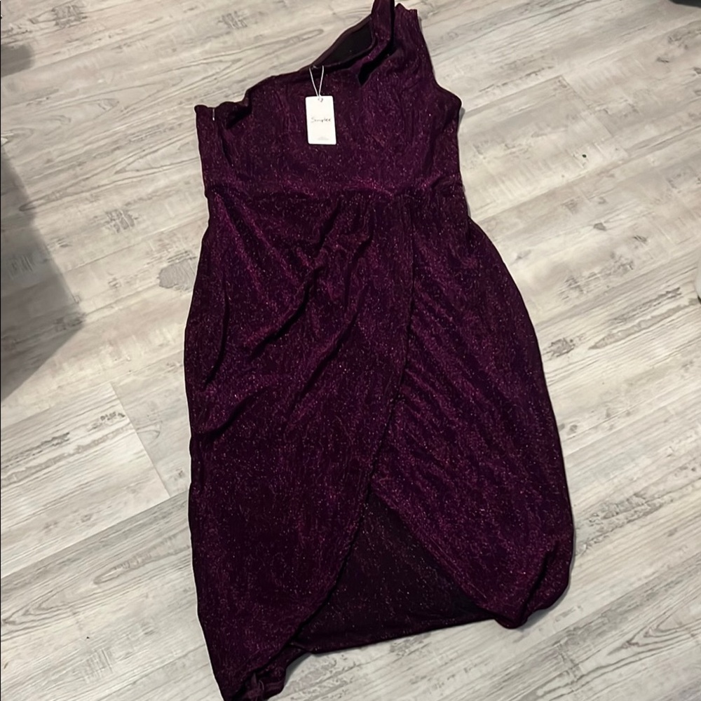 NEW-Elegant Purple One-Shoulder Dress
